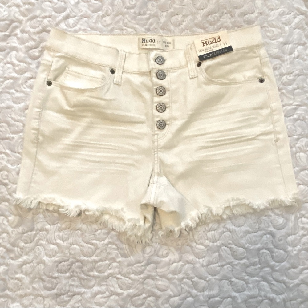 NWT Juniors' Mudd® High Rise Denim Midi Shorts